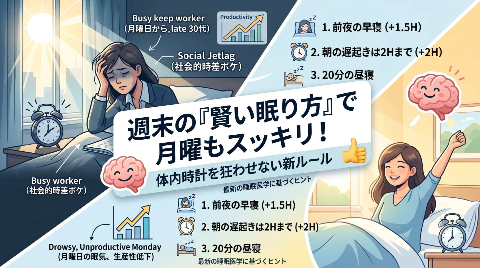 休み明けもスッキリ！体内時計を狂わせずに「週末の寝不足」を解消する正しいヒント